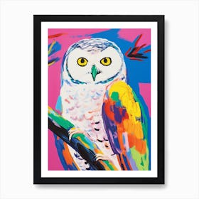 Colourful Bird Painting Snowy Owl 1 Art Print