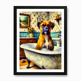 dog in a bathtub Art Print