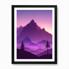Misty Mountains Vertical Composition In Purple Tone 49 Art Print
