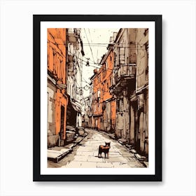 Painting Of Vienna With A Cat Drawing 2 Art Print