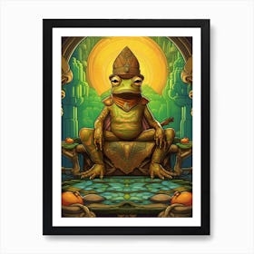 African Bullfrog On A Throne Storybook Style 2 Art Print