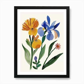 Painted Florals Iris 1 Art Print