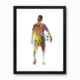 Male Soccer Player Watercolor Football 2 Art Print