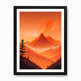 Misty Mountains Vertical Composition In Orange Tone 323 Art Print