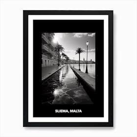 Poster Of Sliema, Malta, Mediterranean Black And White Photography Analogue 3 Art Print