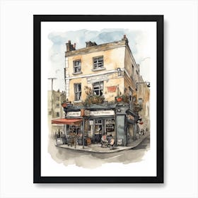 Dalston London Neighborhood, Watercolour 2 Art Print