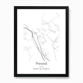 Prevost,Canada Minimalist Map Art Print