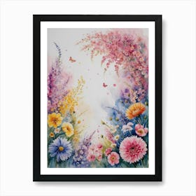 Watercolor Flower Garden Art Print