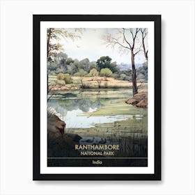 Ranthambore National Park India Watercolour 4 Art Print