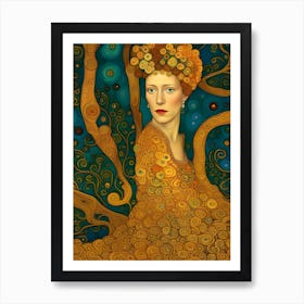 Artistic Symphony Goldilocks By Klimt And Van Gogh Art Print