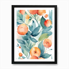 Watercolor Oranges Seamless Pattern Art Print