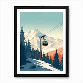 Winter Landscape With Ski Lift Art Print