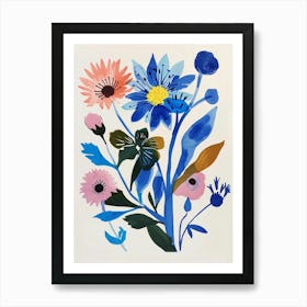 Painted Florals Cornflower 4 Art Print