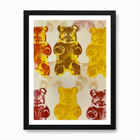 Retro Gummy Bears Candy Sweets Pattern 1 Art Print