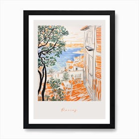 Rovinj Croatia Orange Drawing Poster Art Print