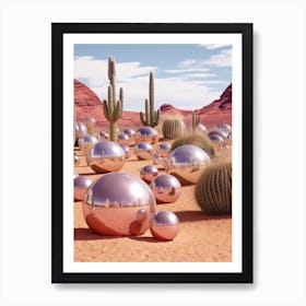 Disco Balls 3d In The Desert 1 Art Print