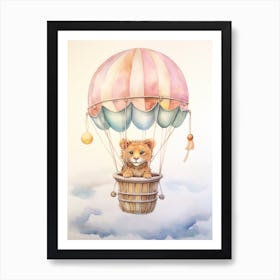 Baby Lion 2 In A Hot Air Balloon Art Print