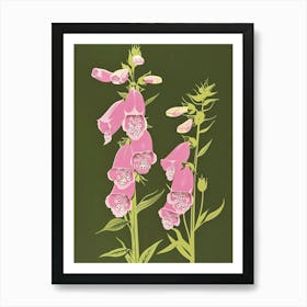 Pink & Green Foxglove 2 Art Print