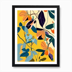 Trumpet Vine Wildflower Modern Muted Colours Art Print