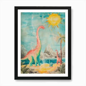 Brachiosaurus In The Sun Vintage Illustration Art Print