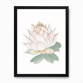 Lotus Flower Pattern Pencil Illustration 4 Art Print