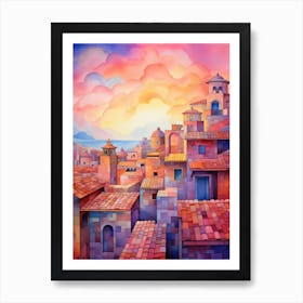 City At Sunset Art Print