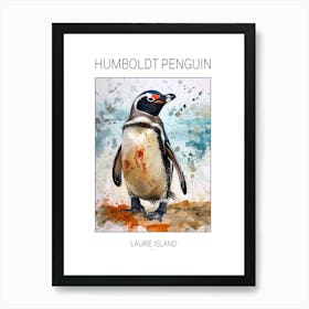 Humboldt Penguin Laurie Island Watercolour Painting 3 Poster Art Print