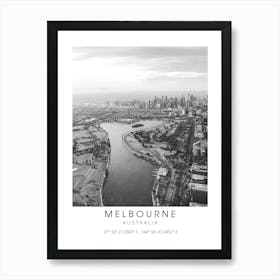 Melbourne Australia Black And White Art Print