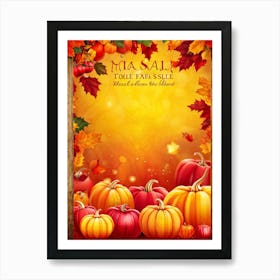 Autumn Sale Banner Vibrant Oranges Deep Reds And Warm Golds Spotlight Festive Design Leaves Gent (4) Art Print