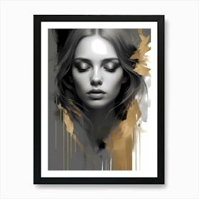 Golden Reverie: An Abstract Portrait Of A Female Art Print