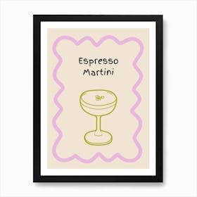 Espresso Martini Doodle Poster Lilac & Green Art Print