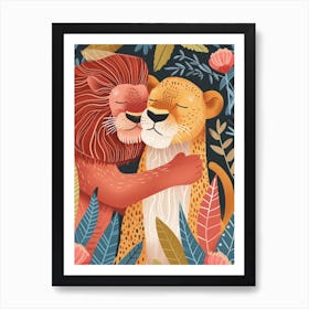 African Lion Rituals Illustration 4 Art Print