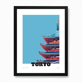 Senso Ji Temple Tokyo 2 Colourful Illustration Poster Art Print
