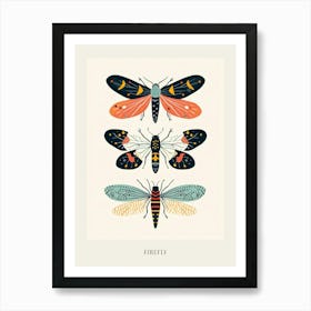 Colourful Insect Illustration Firefly 4 Poster Art Print