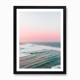 Mawgan Porth Beach, Cornwall Pink Photography 1 Art Print