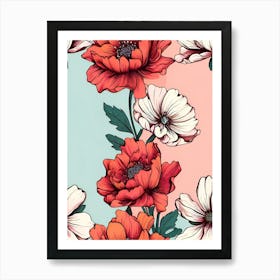 Red And White Flowers 2 Art Print