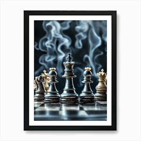 Chess Pieces With Smoke Art Print