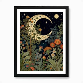 Moon And Flowers Style William Morris 17 Art Print