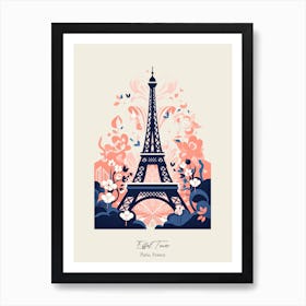 Eiffel Tower   Paris, France   Cute Botanical Illustration Travel 3 Poster Art Print