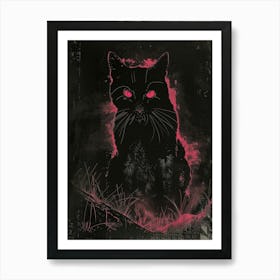 Black Cat With Red Eyes 2 Art Print