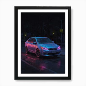 Neon Car At Night Art Print