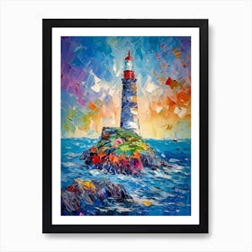 Coastal Charm Beacon of the Sea Lighthouse Art Art Print