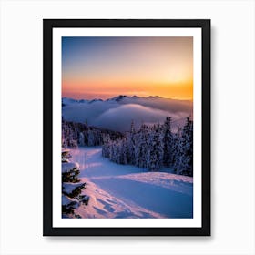 Myoko Kogen, Japan Sunrise Skiing Poster Art Print