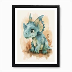 Cute Protoceratops Dinosaur Watercolour 2 Art Print