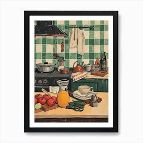 In The Kitchen Retro Illustration 1 Art Print