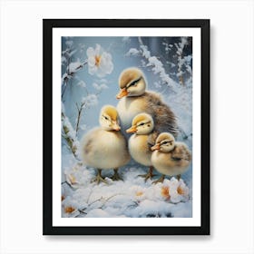 Snowy Winter Duckling 4 Art Print