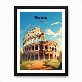 Rome Italy Colosseum Travel Illustration Art Print