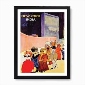 New York India Funny Airline Poster Art Print