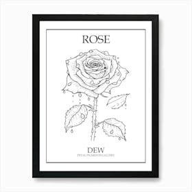 Rose Dew Line Drawing 1 Poster Art Print