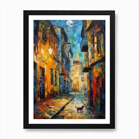 Painting Of Istanbul With A Cat In The Style Of Expressionism 1 Art Print